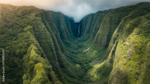 Aerial view of iao valley state monument in maui, hawaii at daytime
