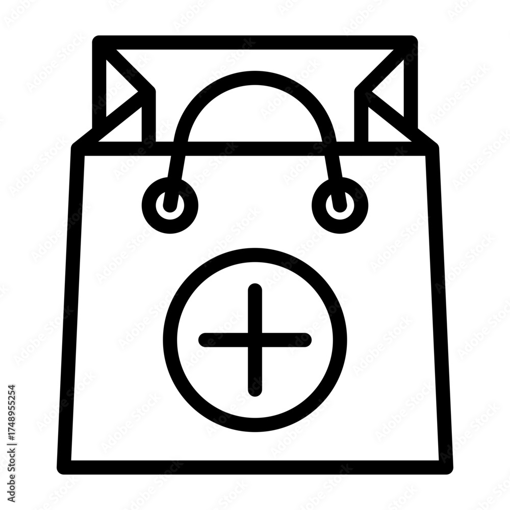 Fototapeta premium Shopping Bag With Plus Icon Representing Commerce