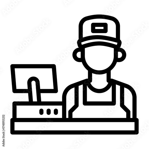 Retail Worker Cashier at Checkout Counter Service