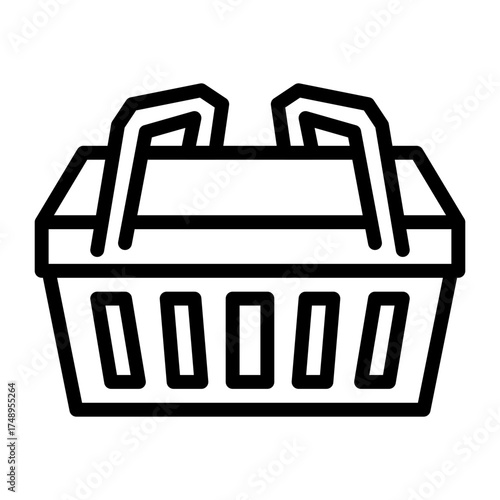 Shopping basket icon with handles open top