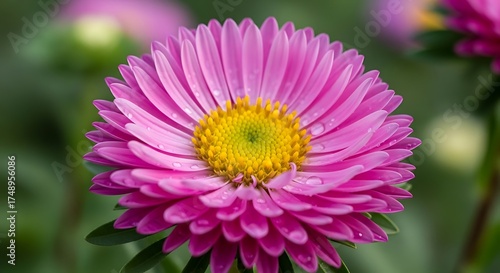 Wallpaper Mural Radiant Pink Aster Blossom in Full Bloom with Yellow Center. Torontodigital.ca