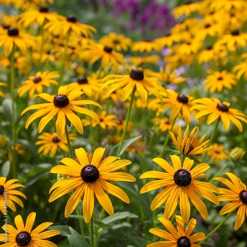 Radiant Black-Eyed Susans Blooming in a Summer Meadow.