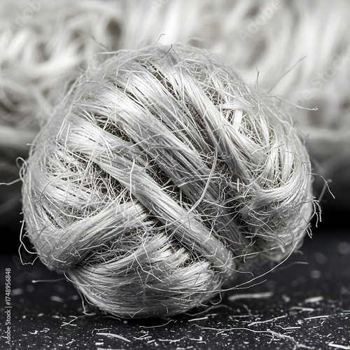 Wallpaper Mural Close-up of a Ball of Hemp Fiber on a Dark Surface. Torontodigital.ca