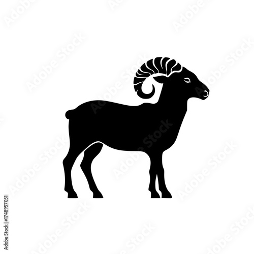 Silhouette Goat Profile Against Plain Background