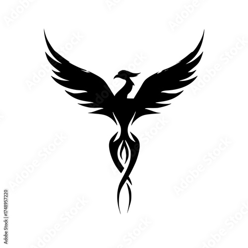 Stylized Phoenixserpent Mythical Bird Silhouette Design