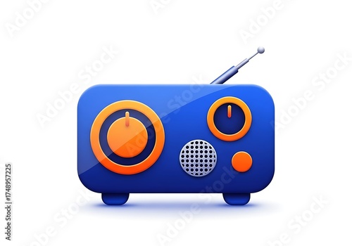 Wallpaper Mural Retro Radio Illustration - A Nostalgic Design with Vibrant Colors and Classic Appeal. Torontodigital.ca