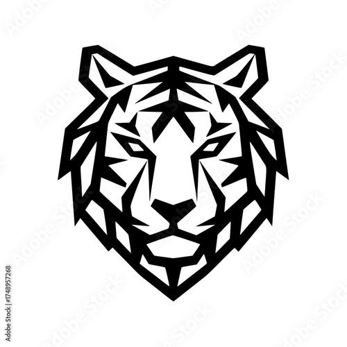 Geometric Fierce Big Cat Head Illustration