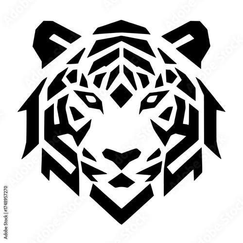 Abstract Geometric Tiger Head Illustration