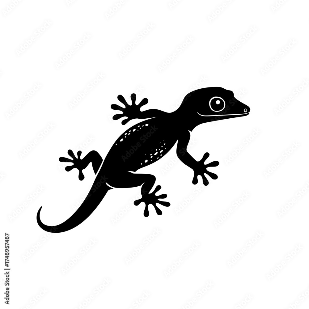 Naklejka premium Silhouette Gecko White Background