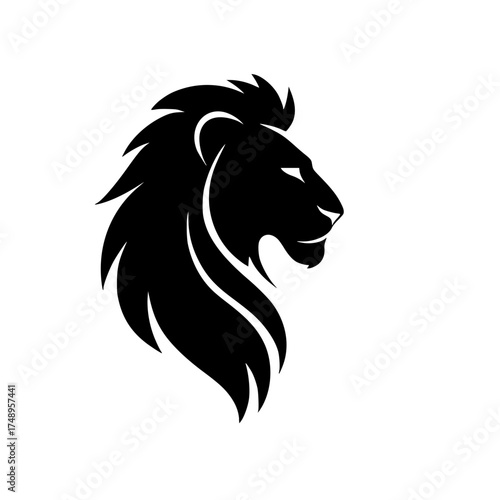 Minimalist Black Lion Silhouette Portrait