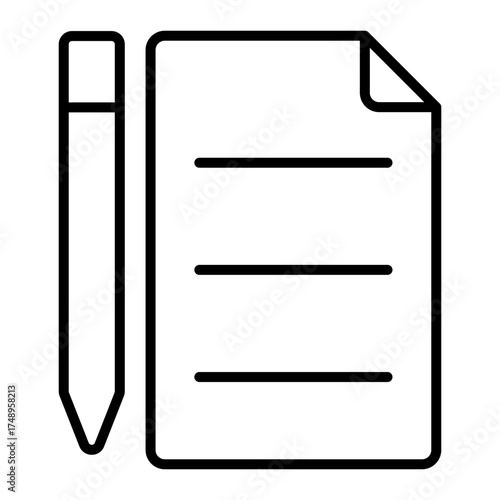 Outline icon of a document with a pencil, symbolizing edit or write action. Ideal for content editing, note taking, and document management apps.