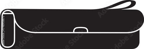 Sleek Black Clutch Bag Icon with Wrist Strap and Rounded Flap Closure.