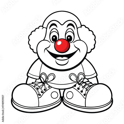 Amusing Coloring Page Featuring a Clown with a Distinctive Red Nose