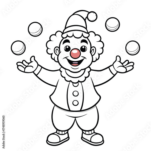 Clown Juggling Colorful Balls Coloring Page for Kids