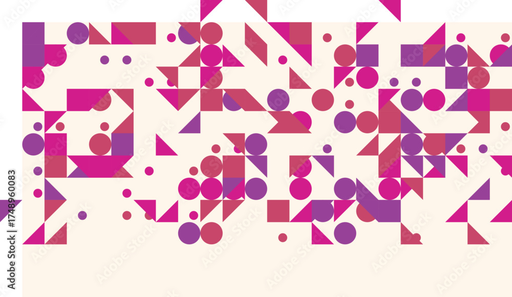 Fototapeta premium Abstract geometric pattern background with squares circles and triangles design