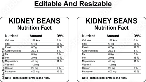 Nutritional Information Label Featuring Essential Vitamins and Minerals List