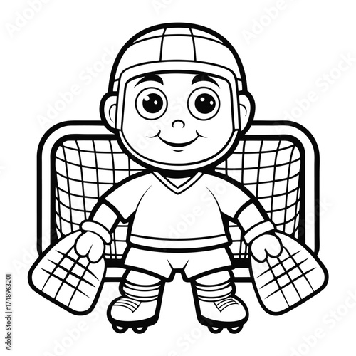 Coloring Page of a Goalkeeper Player in Action