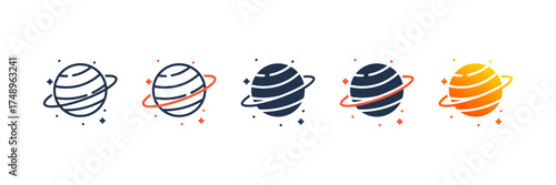 Planet icon set multiple style collection