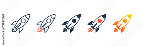 Rocket icon set multiple style collection