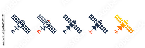 Satellite icon set multiple style collection