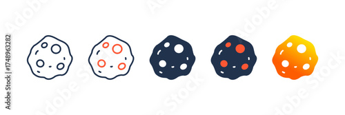 Asteroid icon set multiple style collection