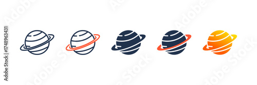 Saturn icon set multiple style collection