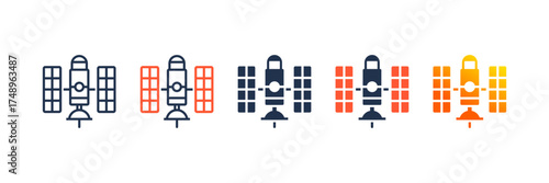 Space Station icon set multiple style collection