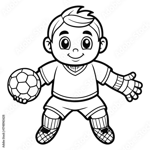 Coloring Page of a Goalkeeper Player Ready to Save the Game