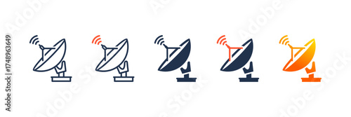 Satellite Dish icon set multiple style collection