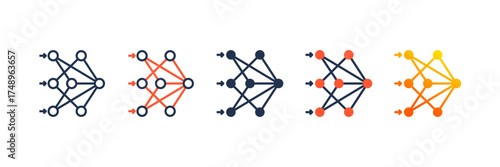 Neuron Network icon set multiple style collection