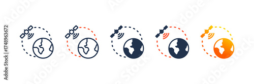 Satellite Orbit icon set multiple style collection