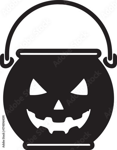 Silhouette of pumpkin shape candy  bucket halloween on white background