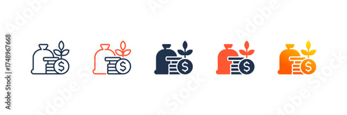Investment icon set multiple style collection