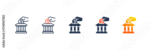 Direct Deposit icon set multiple style collection