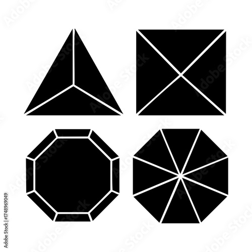 Geometric Gemstone Shapes – Abstract Polygon Vector Icons