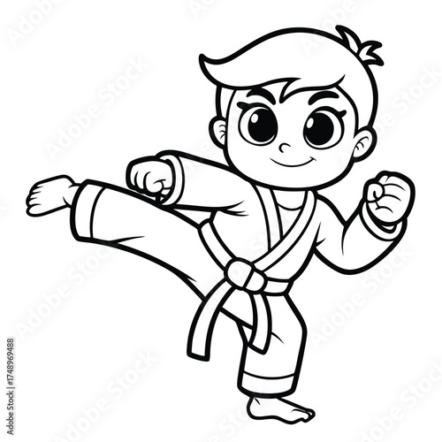 Martial Arts Color Practice: Displaying a Powerful Kick