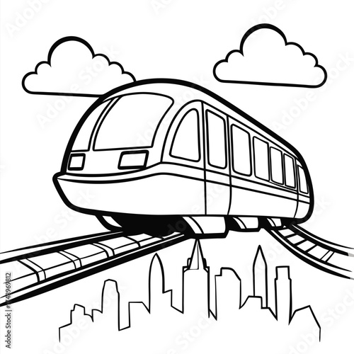 Monorail Gliding Seamlessly Through the City's Modern Skyline