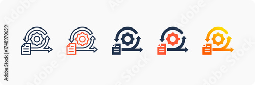 Scrum icon set multiple style collection