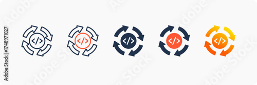 Continuous Integration icon set multiple style collection
