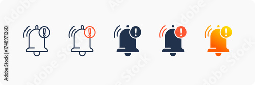 Alert Notification icon set multiple style collection