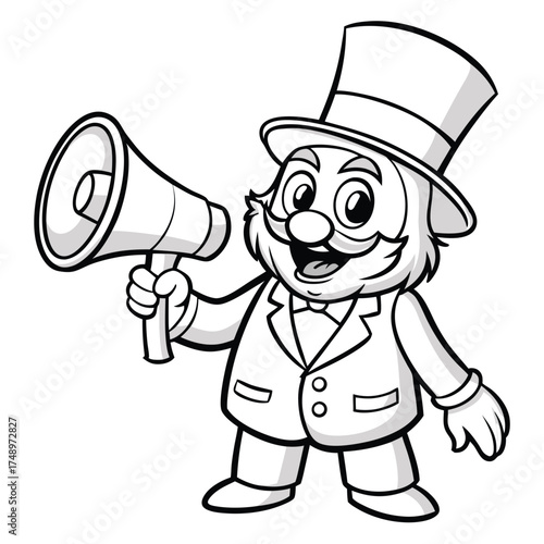 Coloring Page of a Ringmaster Leading a Captivating Circus Show