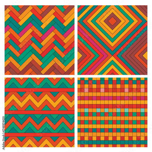 Philippine Banig Pattern Vector Set – Traditional Woven Mat Designs, Ethnic Geometric Textiles Collection