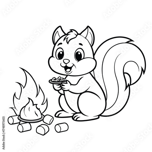 A Curious Squirrel Foraging for Acorns in Autumn Woodlands