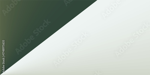 A simple vector background featuring a stark diagonal division between a deep green hue and a muted off-white shade.