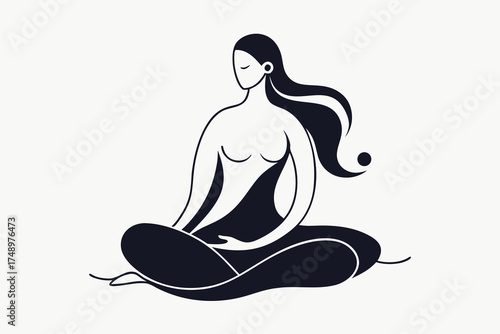 Silhouette of a woman doing yoga meditation pose