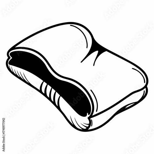 Soft pillow with wave design in simple black line art  