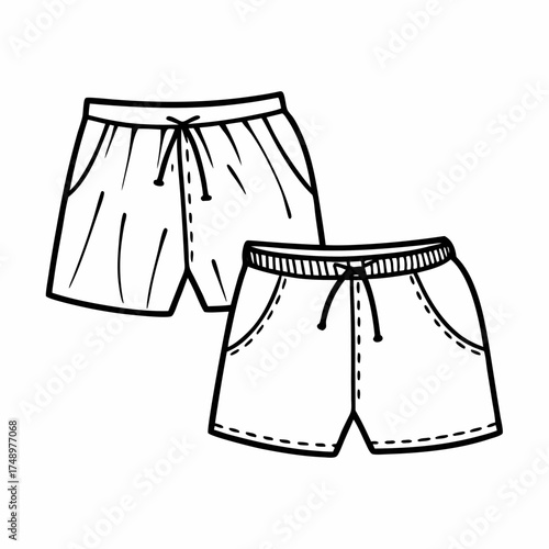Two pairs of men's shorts with pockets and elastic waistbands  