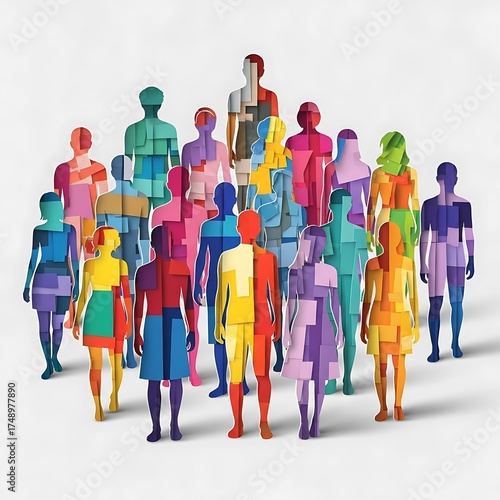 Wallpaper Mural Diverse Group of People in Colorful Geometric Patterns. Torontodigital.ca