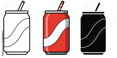 soda can outline coloring book page line art outlined vector illustration flat color cartoon style