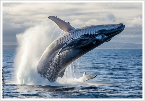 Wallpaper Mural Humpback Whale Breaching - A Majestic Display of Marine Life. Torontodigital.ca